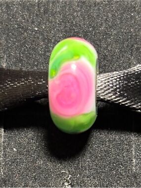 Trollbeads Rose Bead Sterling and Glass Charm